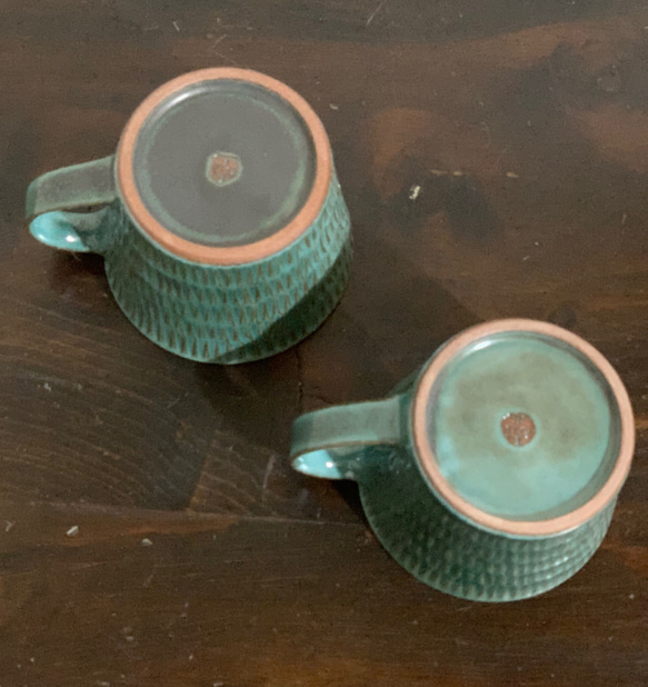 陶器　緑青マグカップ 6枚目の画像