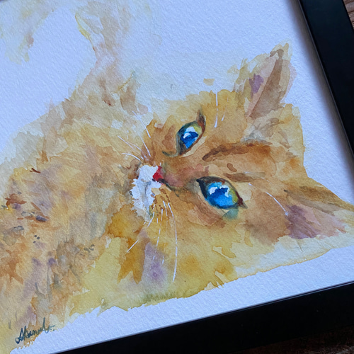 お菓子に敏感な猫〜透明水彩原画スクエアサイズ〜 絵画 Cozy Painting