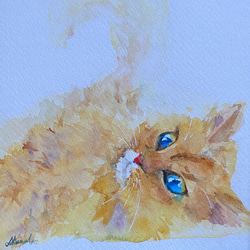 絵画。原画手描き【雪が降る冬、かわいい犬と猫の楽しい写真記念】 絵画。原画手描き【雪が降る冬、かわいい犬と猫の楽しい写真記念】