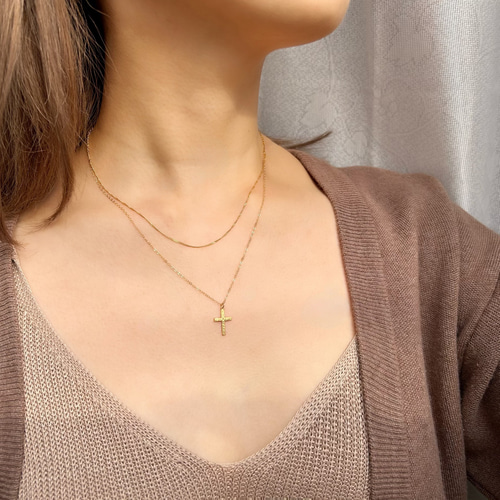 新作!petitlile✳︎クロス(十字架)の2連ネックレス/14kgf 新作!petitlile✳︎クロス(十字架)の2連ネックレス/14kgf