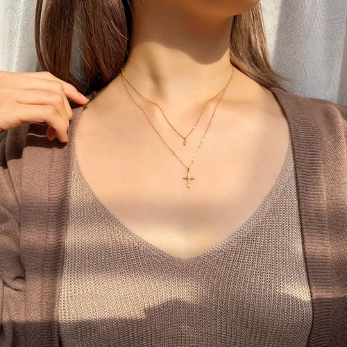 新作！petitlile✳︎クロス（十字架）の2連ネックレス/14kgf