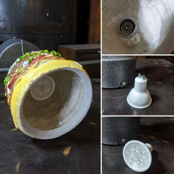 アメリカンダイナー/ バーガーズカフェ シーリングライト/ 3連結式 天井照明 ハンバーガー  ダイニングテーブル 10枚目の画像