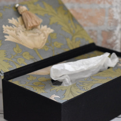 ティッシュケース・ティッシュボックス・蓋つきティッシュボックス　ウィリアムモリスアネモネ柄♣︎カルトナージュ♣︎ 4枚目の画像