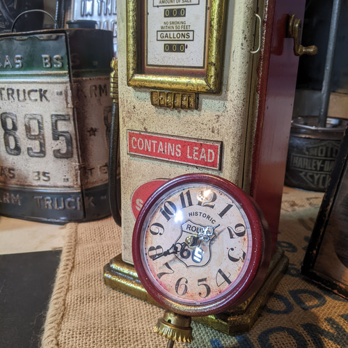 ガレージ雑貨 ガソリンポンプ型 置き時計 クロック & マルチ
