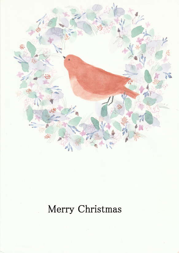 クリスマスポスター小鳥A（A４サイズ）１枚 1枚目の画像