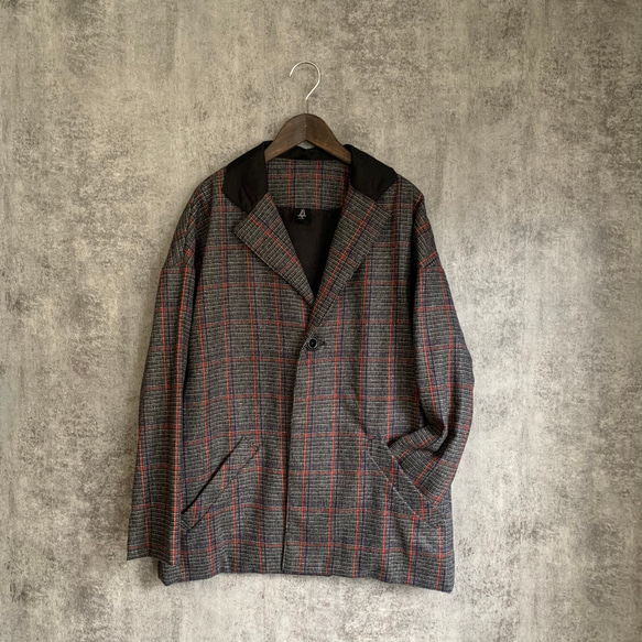 Sale チェックのテーラードジャケット　Checked tailored jacket 2枚目の画像