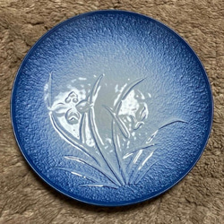 有田焼 萬永大皿 ブルー 青 プレート 昭和レトロ 大正ロマン 花柄 茶碗