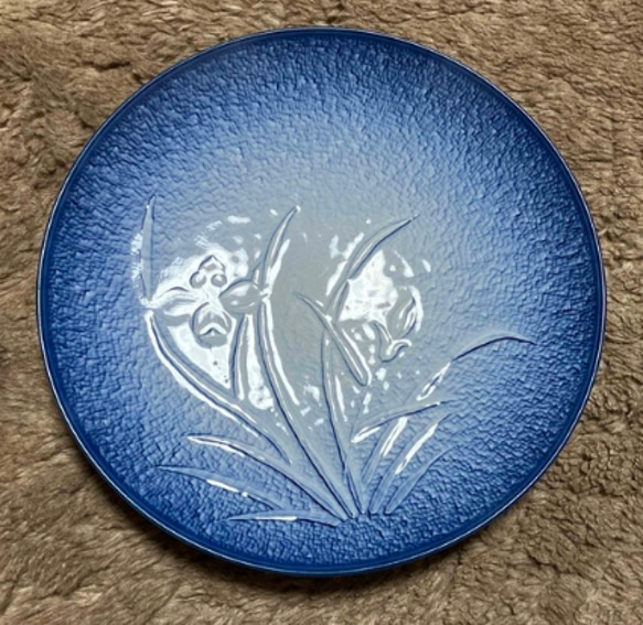 有田焼 萬永大皿 ブルー 青 プレート 昭和レトロ 大正ロマン 花柄 茶碗