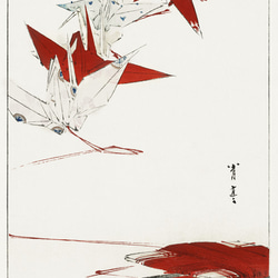 【NO.429】折り鶴と糸切狭の日本画アートポスター☆お正月和柄大正ロマン昭和レトロ2LA3A2A1B5B4B3B2B1 2枚目の画像