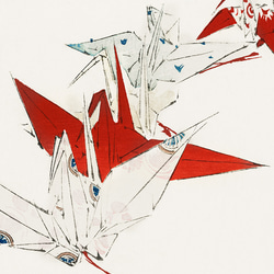 【NO.429】折り鶴と糸切狭の日本画アートポスター☆お正月和柄大正ロマン昭和レトロ2LA3A2A1B5B4B3B2B1 3枚目の画像