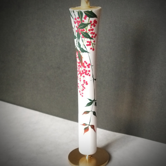 【冬】『南天』花ろうそく　縁起物　絵蠟燭　和蠟燭　伝統工芸品　キャンドル　Japanesecandle 3枚目の画像