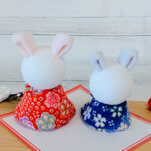 SOLD】お正月飾り 2023年 うさぎ年 干支 ちりめん細工 つまみ細工 