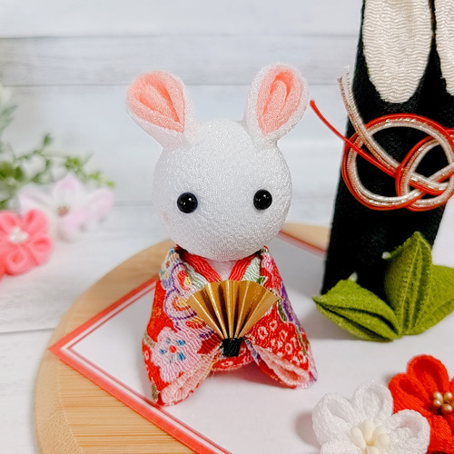 お正月飾り うさぎ 卯年 門松 つまみ細工 ちりめん だるまさんの