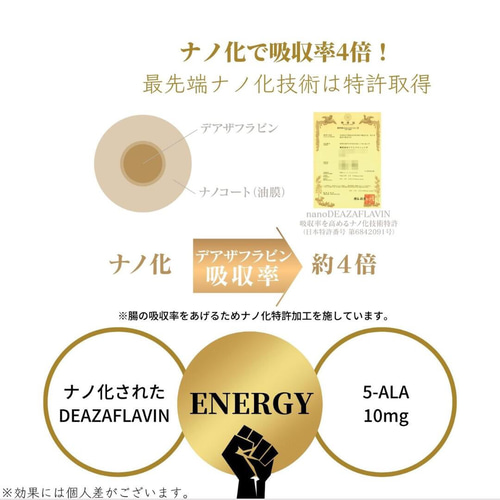 デアザフラビン plus 5-ALA W配合 日本製 純度99.9％以上 1粒NMN1200mg