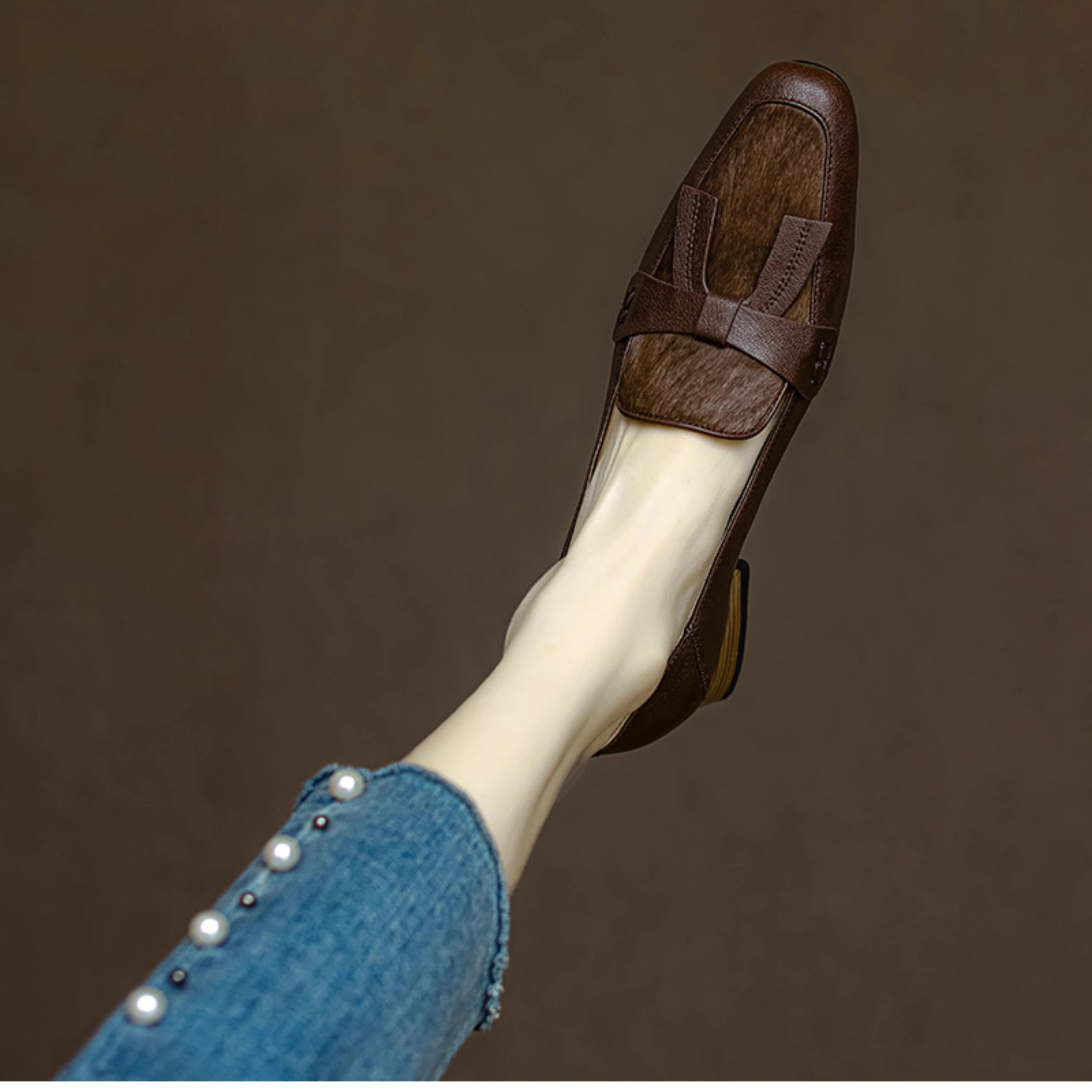 本革 ローファー 黑 ローファー レディース オックスフォードシューズ レザーシューズ  スリッポン 革靴 25.5cm