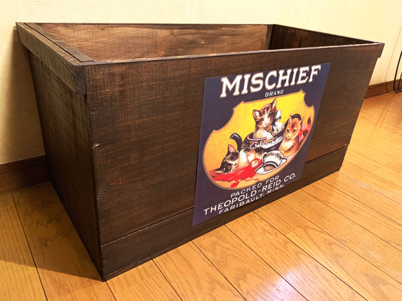 ラベルが選べるアンティーク風ラベルウッドボックス リンゴ箱