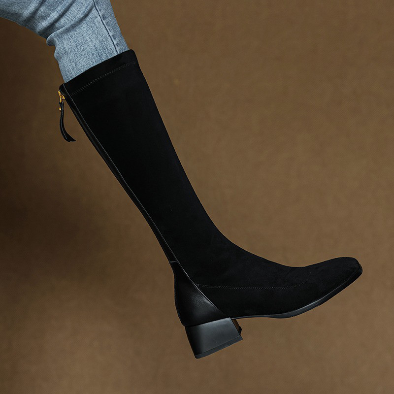 編み上げブーツ ハイヒール 膝丈 サイドジップ  革靴 ブーツ レディース レディース 靴 大きいサイズ