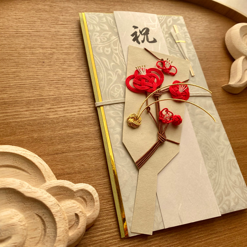 ご祝儀袋 紅梅の羽子板 (正倉院紋様) ご祝儀袋・袱紗（ふくさ