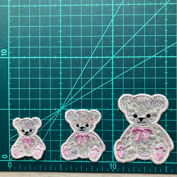 リバティくまワッペン  アップリケ刺繍 4枚目の画像