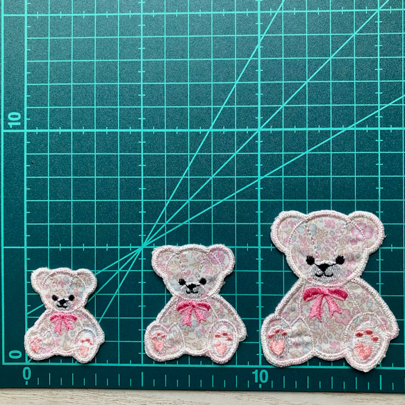 リバティくまワッペン  アップリケ刺繍 5枚目の画像