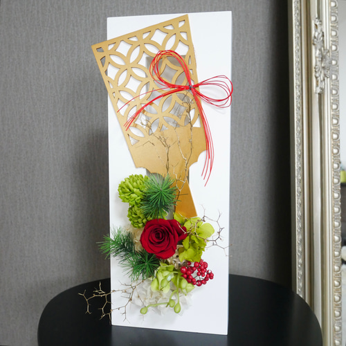 羽子板のアレンジ 和モダン羽子板アレンジ、リクエストデザインで – green ice / 滋賀県