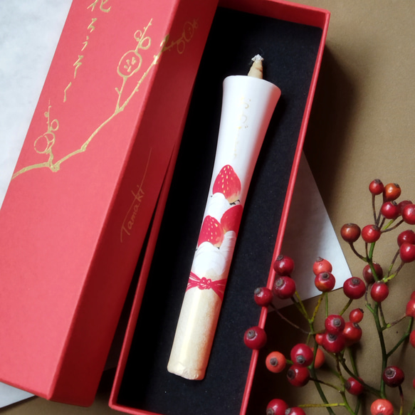 【お祝いろうそく】『甘い灯り』花ろうそく　苺ケーキ　誕生日　和蠟燭　伝統工芸品　キャンドル　Japanesecandle 8枚目の画像