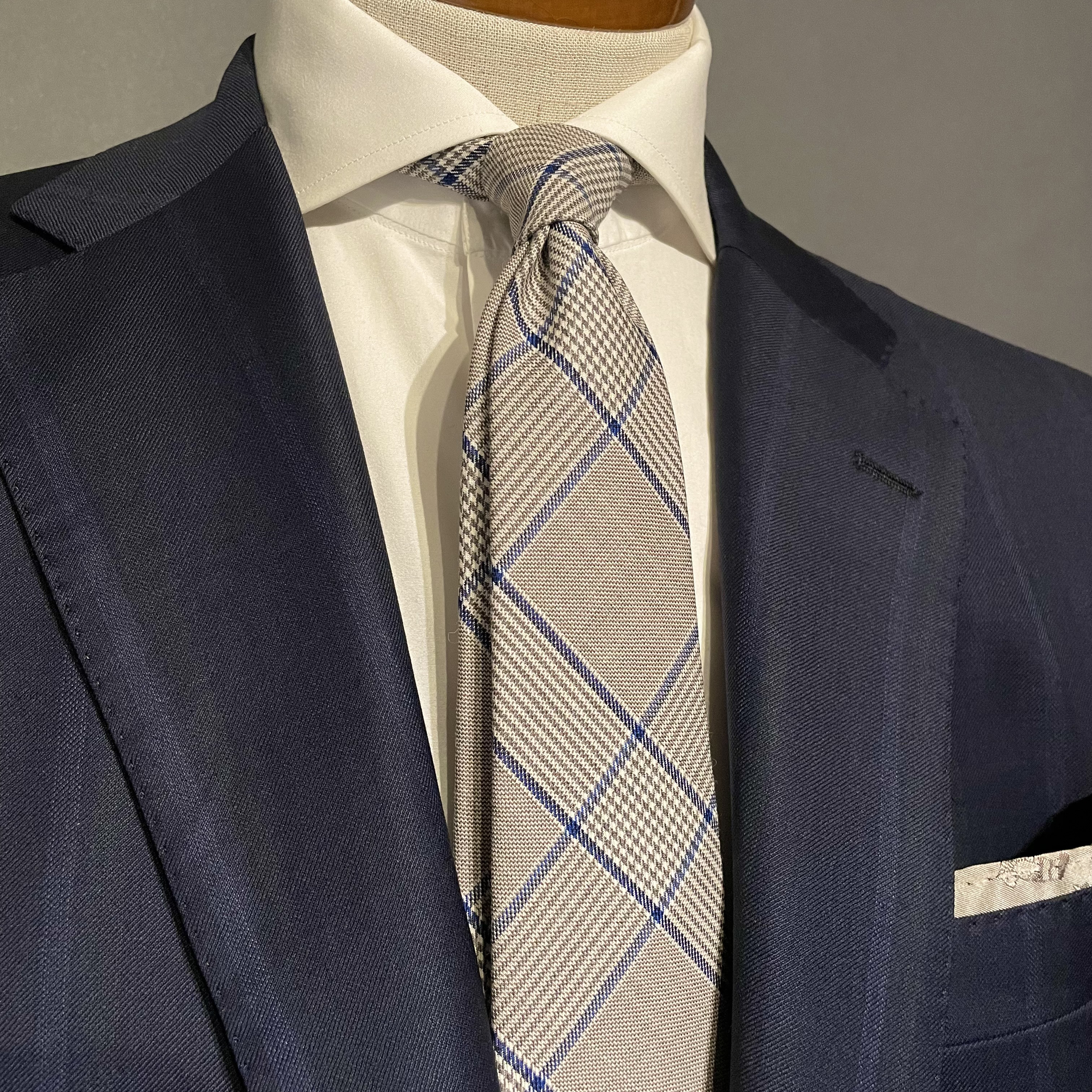 【受注製作】イタリア生地　チェック　プレゼント　ギフト　ネクタイ【別途】名入れ　メッセージ　イニシャル　刺繍　オーダー 13,000円