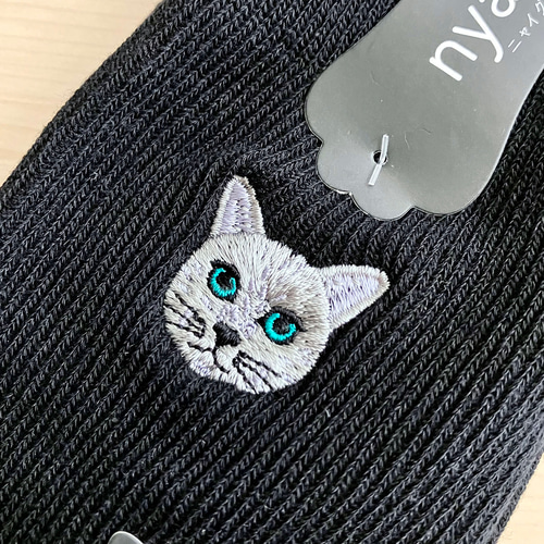 父の日にも✩.*˚紳士のロシアンブルー猫刺繍靴下_単品 靴下
