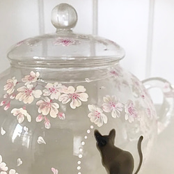桜猫のおしゃれなガラスティーポット【受注制作】 6枚目の画像