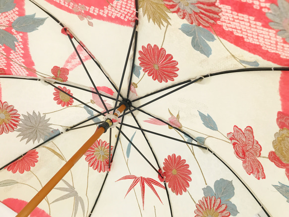 着物日傘　絹の着物をアップサイクル　日本の職人が手仕事で制作　#40 8枚目の画像