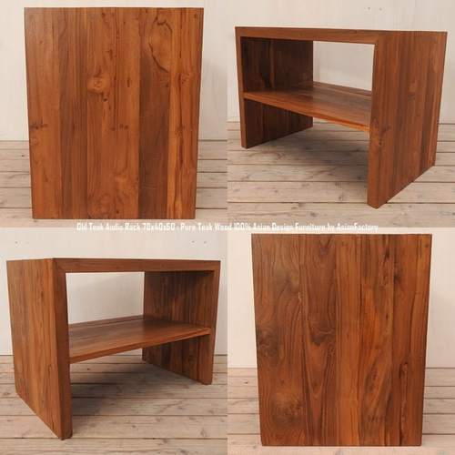 オールドチーク無垢材 オーディオラック 70cmNR ローテーブル TVボード