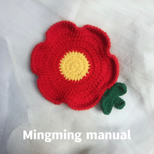 3色 小さな赤い花 コースター☆お正月ハンドメイド春色新作2023