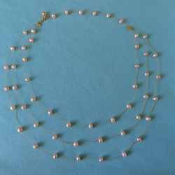 『花霞』淡水本真珠バロックパール3連のネックレス・K16GP 1枚目の画像