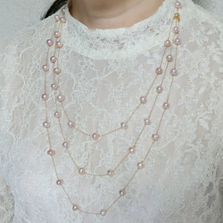 『花霞』淡水本真珠バロックパール3連のネックレス・K16GP 3枚目の画像