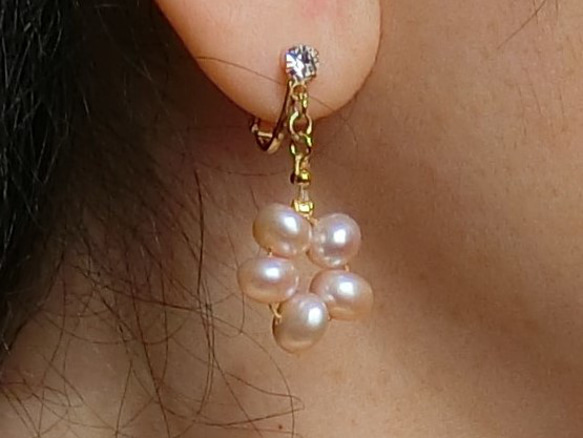 『花霞』淡水本真珠バロックパール3連のネックレス・K16GP 4枚目の画像