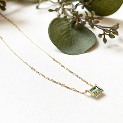グリーントルマリン✳︎スクエアカット K18YG ネックレス ネックレス