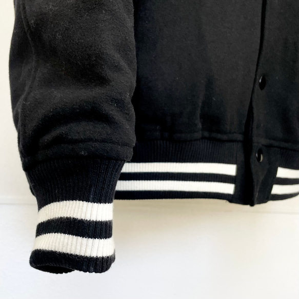 [男女皆宜] Melton x 擊球被子寒冷天氣體育場夾克 [黑色] 第10張的照片