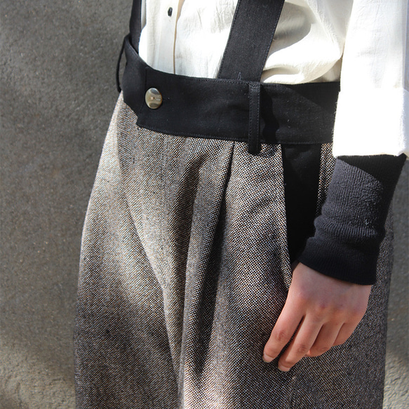 冬季限定 ◉溫暖可愛的2way背帶褲淺灰色 第8張的照片