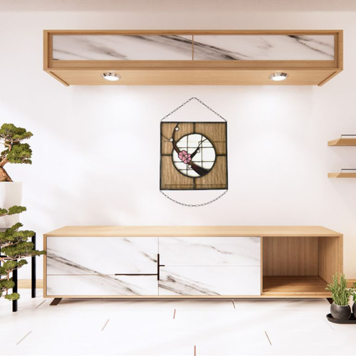 ステンドグラスパネル 壁掛け 窓掛け 梅の花 お母さんの日ギフト 花見