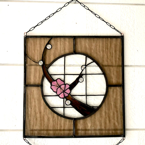 ステンドグラスパネル 壁掛け 窓掛け 梅の花 お母さんの日ギフト 花見