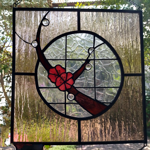 ステンドグラスパネル 壁掛け 窓掛け 梅の花 お母さんの日ギフト 花見