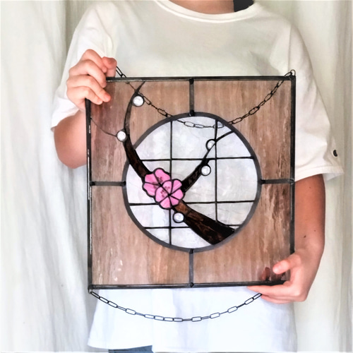 ステンドグラスパネル 壁掛け 窓掛け 梅の花 お母さんの日ギフト 花見