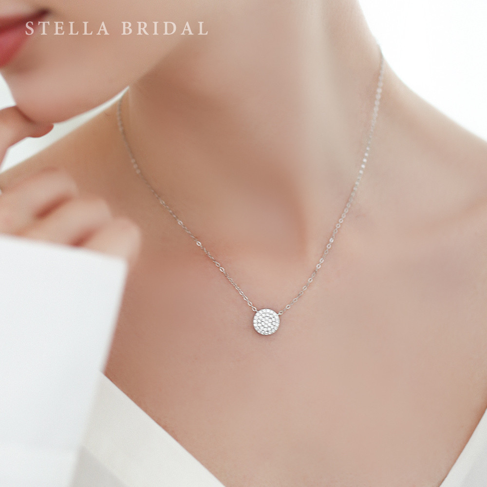 ご褒美やギフトにも♡SV925＊キュービックジルコニアパヴェコインチャームのネックレス＊純スターリングシルバー