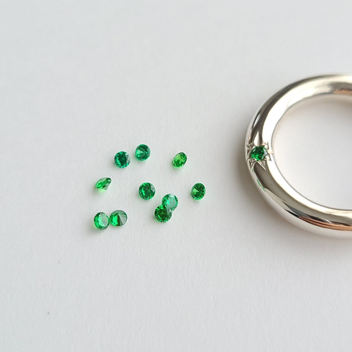 ALL GREEN ! <コラボリング> 埋め込み石のベーシックリング◇オール  
