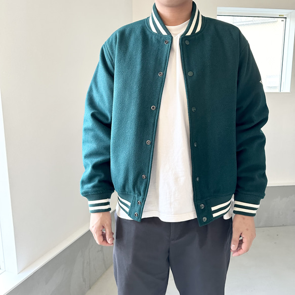 ユニセックス 】メルトン×中綿キルト 防寒スタジャン【ビリヤード