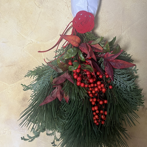 予約販売】松と南天を使ったシンプルなお正月飾り しめ縄・しめ飾り