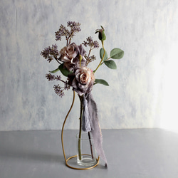 【グレーベージュローズとパープルベリー】｜アーティフィシャルフラワー 花瓶アレンジ| 冬｜ギフト・インテリア雑貨 7枚目の画像