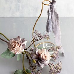 【グレーベージュローズとパープルベリー】｜アーティフィシャルフラワー 花瓶アレンジ| 冬｜ギフト・インテリア雑貨 6枚目の画像