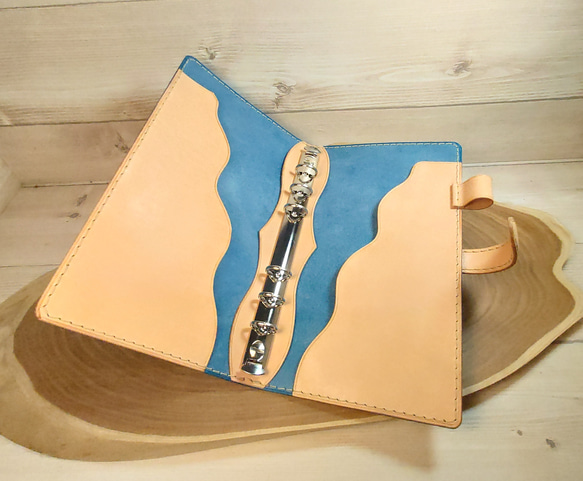 【ロロマレザー】バイカラーシステム手帳　バイブルサイズ 