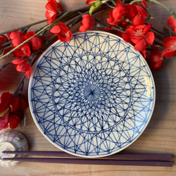 絵皿 26cm GEO048 マヨリカ焼き イタリア陶器 幾何学模様 ディナー皿